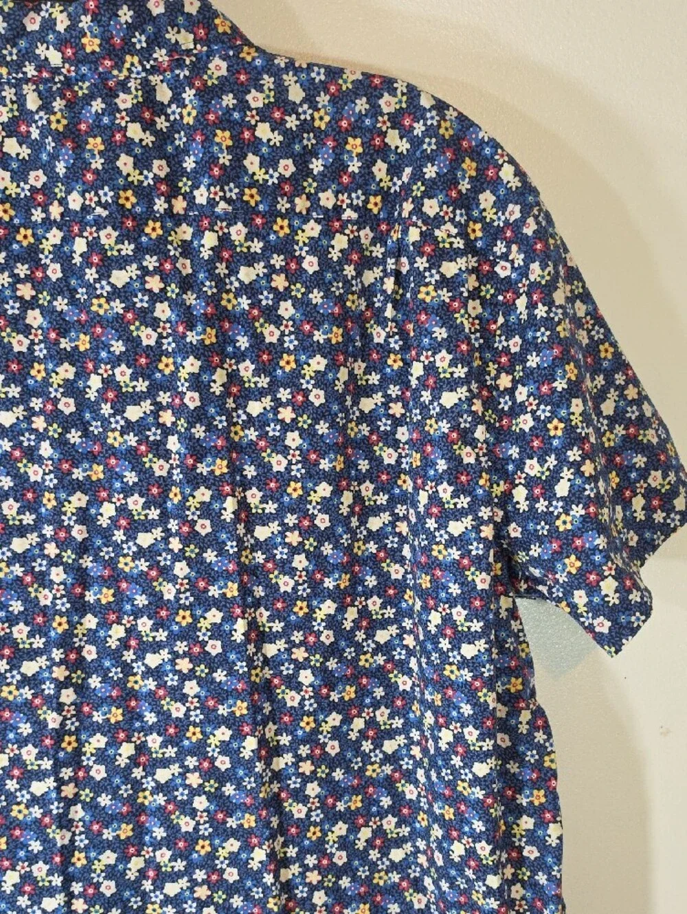 J Crew Men's Short-Sleeve Navy Floral Button-Up Slim Shirt XXLarge